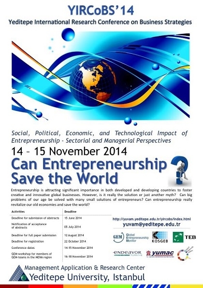 GEM Uluslararası Girişimcilik YIRCoBs’14 Konferansı Etkinlik Afişi