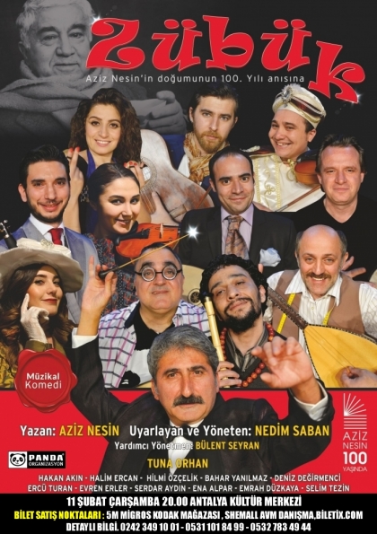 Aziz Nesin'in Ünlü Romanı "Zübük" Müzikal Komedi Antalya Etkinlik Afişi
