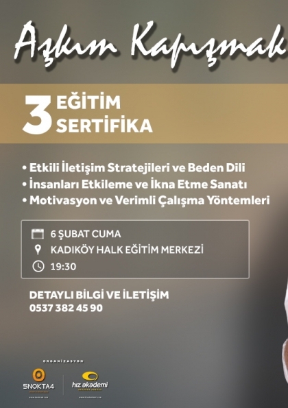 Aşkım Kapışmak ile 3 Eğitim 3 Sertifika - İstanbul Etkinlik Afişi