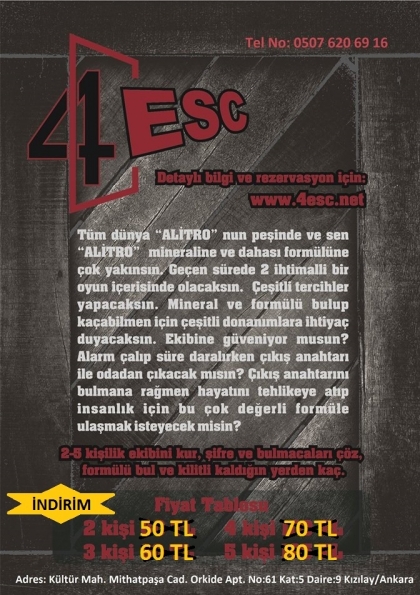 4ESC | Ankara Odadan Kaçış Oyunu Etkinlik Afişi