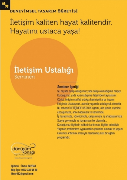 İletişimde Ustalık Eğitimi Tanıtım Semineri Etkinlik Afişi