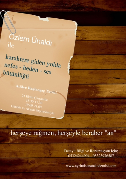 Özlem Ünaldı ile Karaktere Giden Yolda Nefes - Beden - Ses Bütünlüğü Etkinlik Afişi