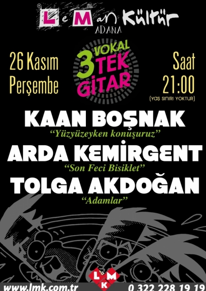 3 Vokal Tek Gitar Etkinlik Afişi