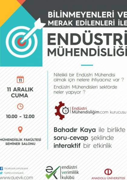 Bilinmeyenleri Ve Merak Edilenleri İle Endüstri Mühendisliği Etkinlik Afişi