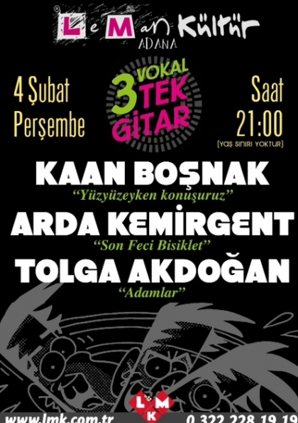 3 Vokal Tek Gitar Konseri Etkinlik Afişi