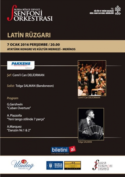 Bursa Bölge Devlet Senfoni Konseri / Latin Rüzgarı Etkinlik Afişi