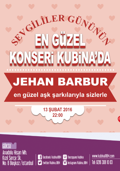 Jehan Barbur Sevgililer Günü Konseri Etkinlik Afişi