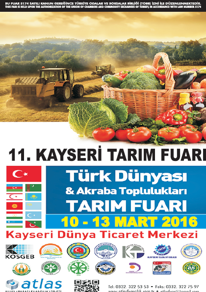 Kayseri Tarım ve Hayvancılık Fuarı 2016 10 - 13 Mart 2016 Etkinlik Afişi