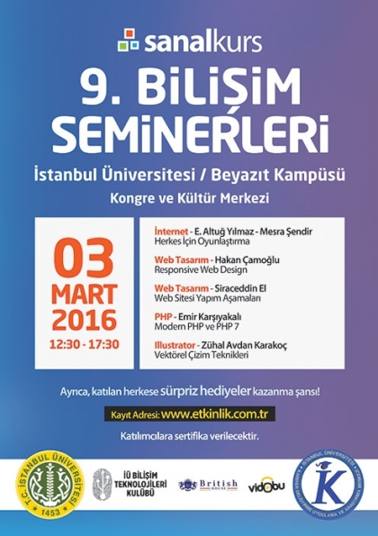 9. Sanalkurs Bilişim Seminerleri Etkinlik Afişi