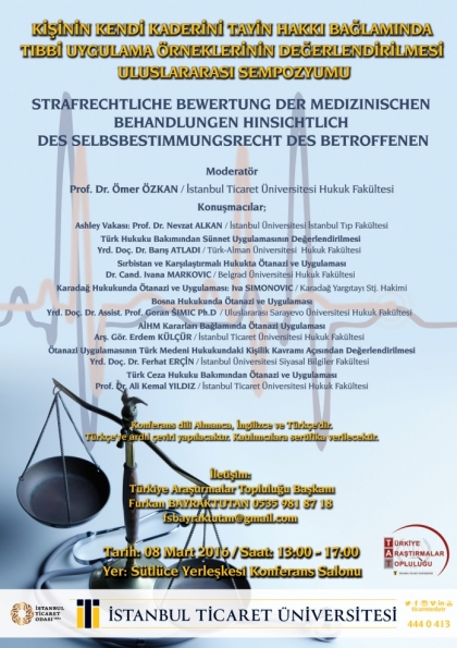 Kişinin Kendi Kaderini Tayin Hakkı Bağlamında Tıbbi Uygulama Örneklerinin Değerlendirilmesi Uluslararası Sempozyumu Etkinlik Afişi