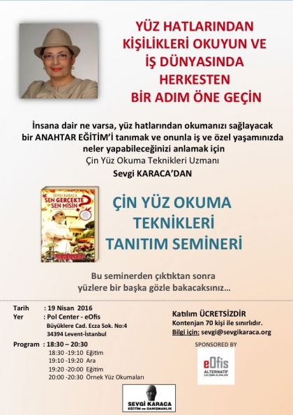 Çin Yüz Okuma Teknikleri Tanıtım Semineri Etkinlik Afişi