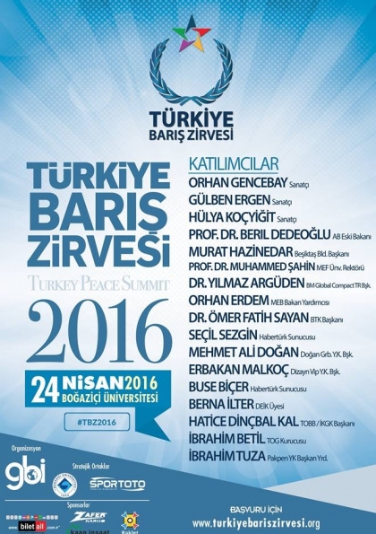 Türkiye Barış Zirvesi 2016 Etkinlik Afişi