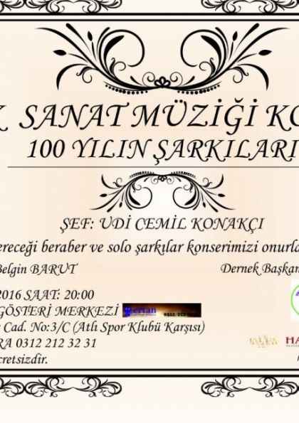 Türk Sanat Müziği Konseri: Yüzyılın Şarkıları Etkinlik Afişi