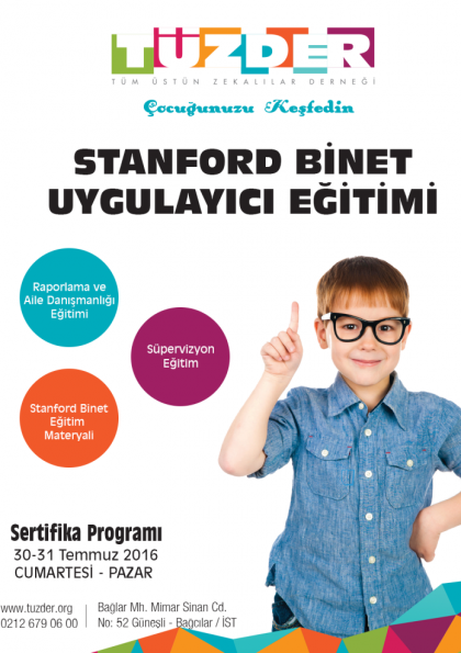 Stanford Binet Zeka Testi Uygulayıcı Eğitimi Etkinlik Afişi