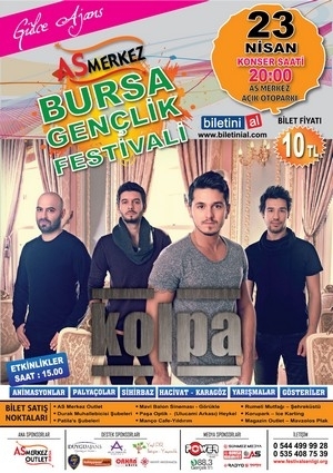 Bursa Gençlik Festivali Kolpa Konseri Etkinlik Afişi