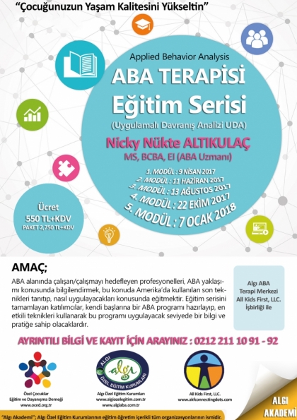 ABA (Applied Behavior Analysis) Terapisi Eğitim Serisi 2017 – 2018 Etkinlik Afişi