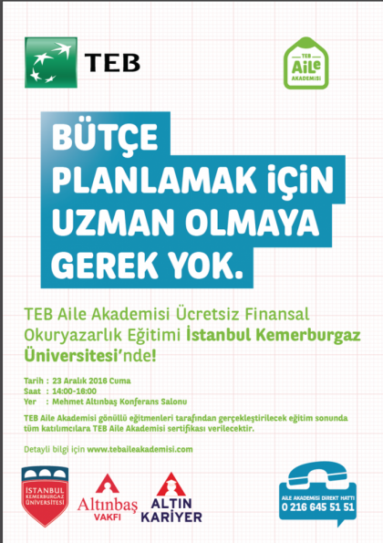 TEB Aile Akademisi Finansal Okur Yazarlık Eğitimi Etkinlik Afişi