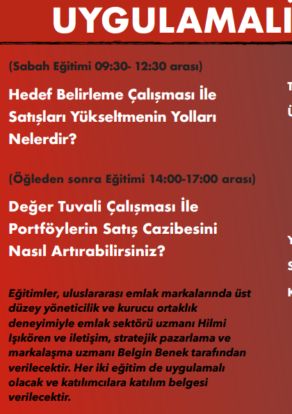 Emlakta Satış Yükselten Uygulamalı Eğitimler Etkinlik Afişi