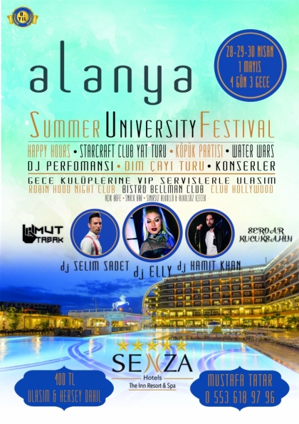 4 Gün 3 Gece Yaza Merhaba Tatili - Summer University Festival Etkinlik Afişi