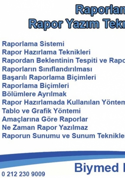 Raporlama ve Rapor Yazım Teknikleri Eğitimi Etkinlik Afişi