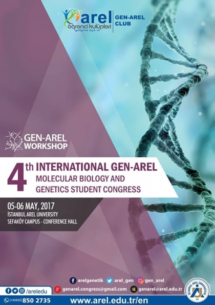 4.Uluslararası Gen-Arel Moleküler Biyoloji ve Genetik Öğrenci Kongresi Etkinlik Afişi