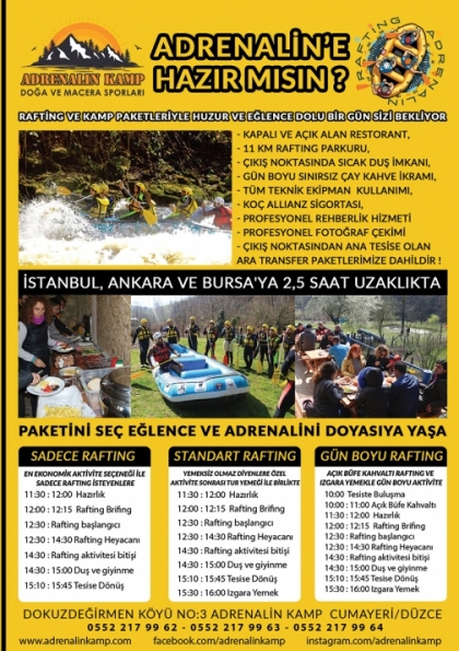 Düzce Melen Çayı Rafting ve Kamp Etkinlik Afişi