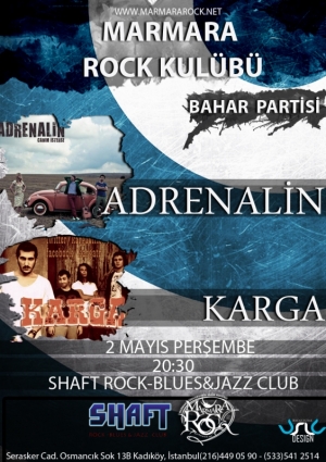 Adrenalin & Karga Konseri @Shaft Etkinlik Afişi