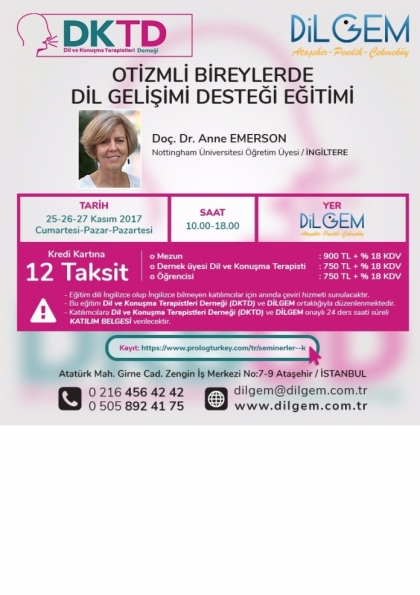 OTİZMLİ BİREYLERDE DİL GELİŞİMİ DESTEĞİ EĞİTİMİ Etkinlik Afişi