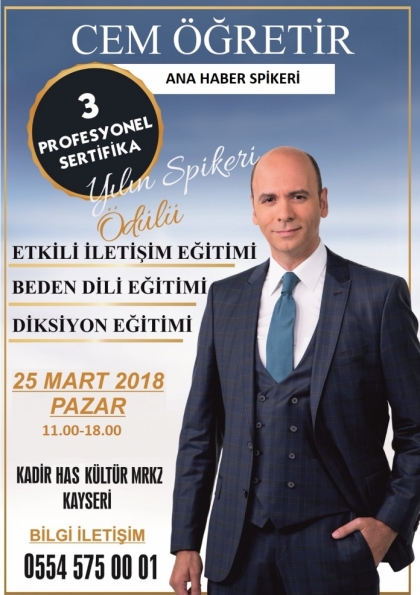 Cem Öğretir İle 3 Sertifikalı İletişim Eğitimi Kayseri Etkinlik Afişi