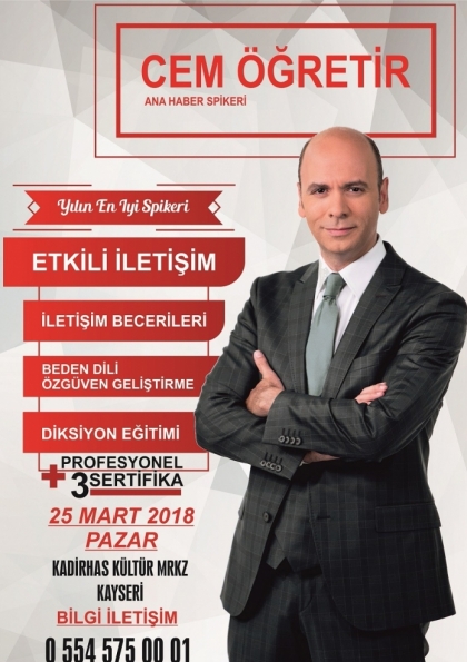 Cem Öğretir İle 3 Sertifikalı İletişim Eğitimi Kayseri Etkinlik Afişi