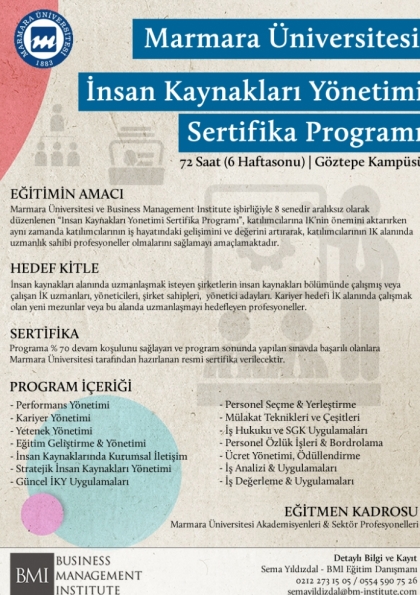 Marmara Üniversitesi - İnsan Kaynakları Yönetimi Sertifika Programı Etkinlik Afişi