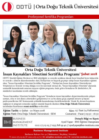 Orta Doğu Teknik Üniversitesi - İnsan Kaynakları Yönetimi Sertifika Programı Etkinlik Afişi