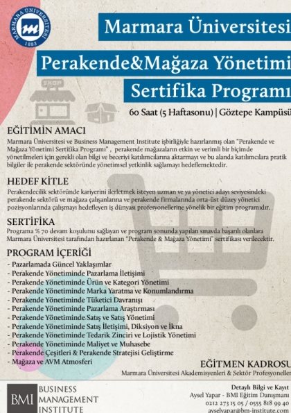 Marmara Üniversitesi - Perakende ve Mağaza Yönetimi Sertifika Programı Etkinlik Afişi