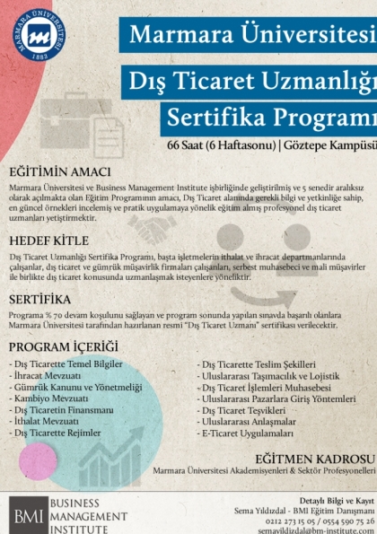 Marmara Üniversitesi - Dış Ticaret Uzmanlığı Sertifika Programı Etkinlik Afişi