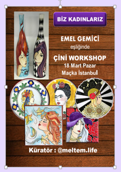 Modern Çini Workshop Emel Gemici eşliğinde Etkinlik Afişi