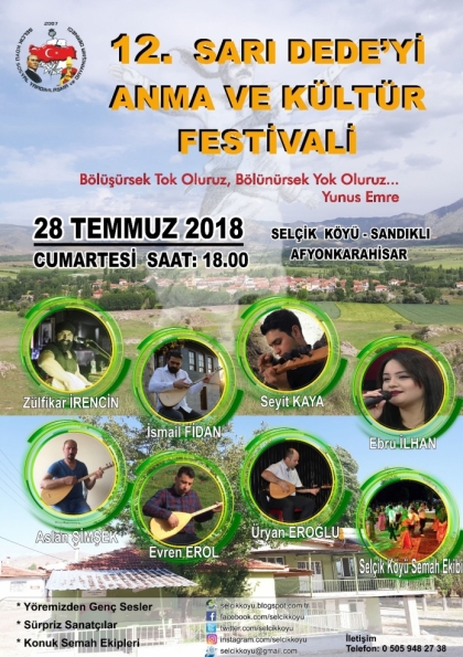 Selçik Köyü 12. Sarı Dede'yi Anma ve Kültür Festivali Etkinlik Afişi