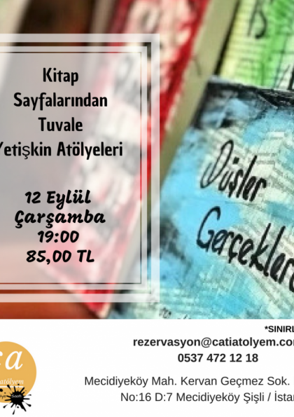 Çatıatölyem Kitap Sayfalarından Tuvale Atölyesi Etkinlik Afişi