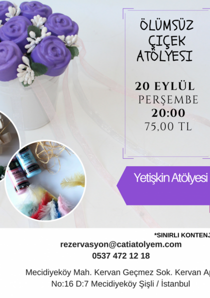 Çatıatölyem Ölümsüz Çiçek Atölyesi Etkinlik Afişi