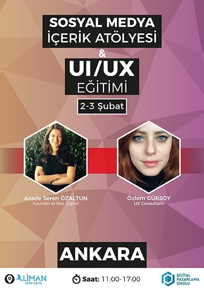 Sosyal Medya İçerik Atölyesi & UI/UX Eğitimi [Ankara] Etkinlik Afişi