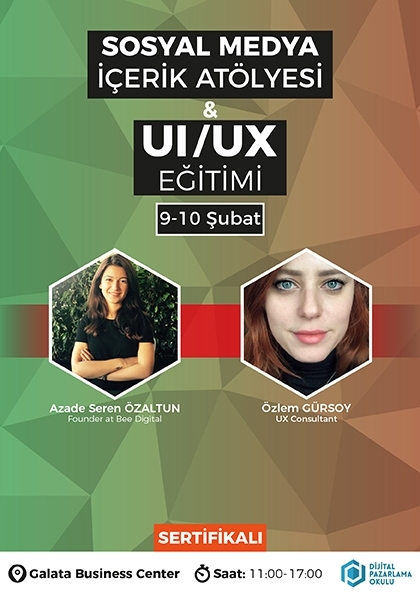 Sosyal Medya İçerik Atölyesi & UI/UX Eğitimi Etkinlik Afişi