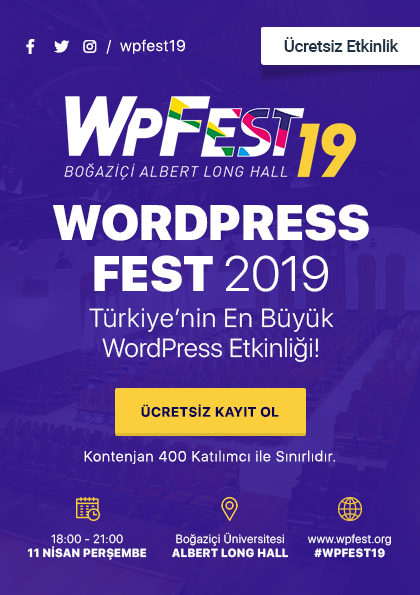 WPFest'19 (Ücretsiz Wordpress Etkinliği) Etkinlik Afişi