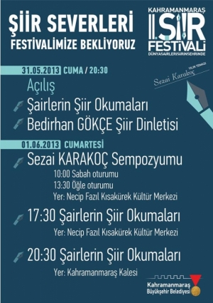 2. Kahramanmaraş Şiir Festivali Etkinlik Afişi