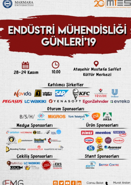Marmara Üniversitesi Endüstri Mühendisliği Günleri'19 Etkinlik Afişi