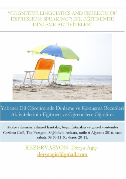 "Cognitive Linguistics and Freedom of Expression: Speaking"  Dil Eğitiminde Dinleme Aktiviteleri Etkinlik Afişi