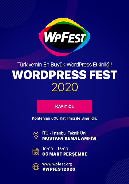 WPFest'20 - WordPress Fest 2020 Etkinlik Afişi