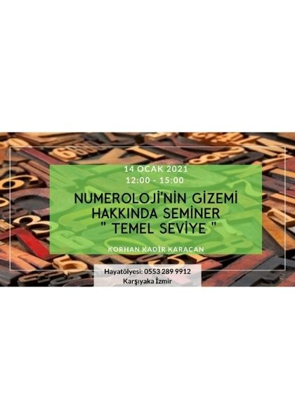 Numeroloji'nin Gizemi Hakkında Seminer '' TEMEL SEVİYE '' Etkinlik Afişi