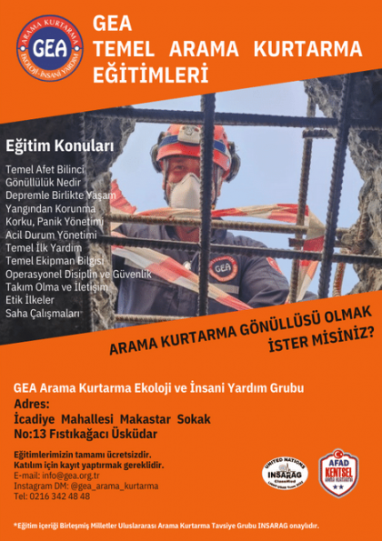 GEA TEMEL ARAMA KURTARMA EĞİTİMLERİ Etkinlik Afişi