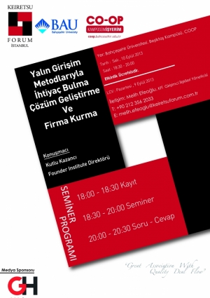 Keiretsu Forum İstanbul - Yalın Girişim Semineri Etkinlik Afişi