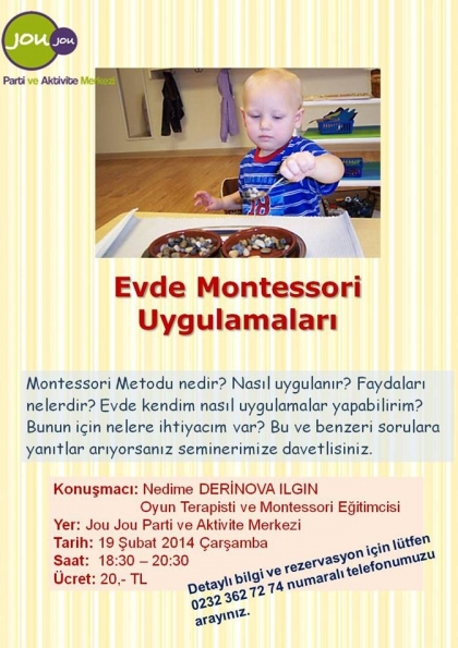 Evde Montessori Uygulamaları Etkinlik Afişi