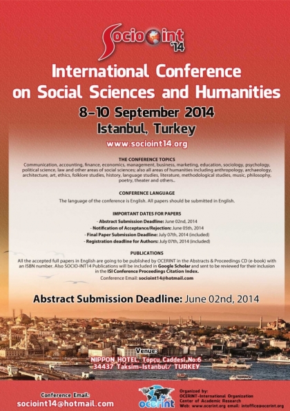 Socio-Int14- International Conference On Social Sciences And Humanities Etkinlik Afişi